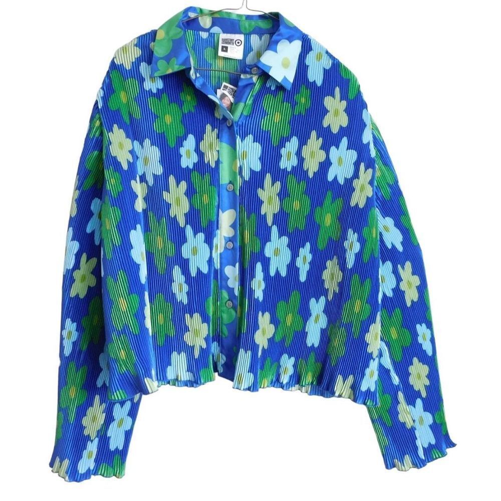 NWT Sammy B Flower Power Pleated Blouse XL